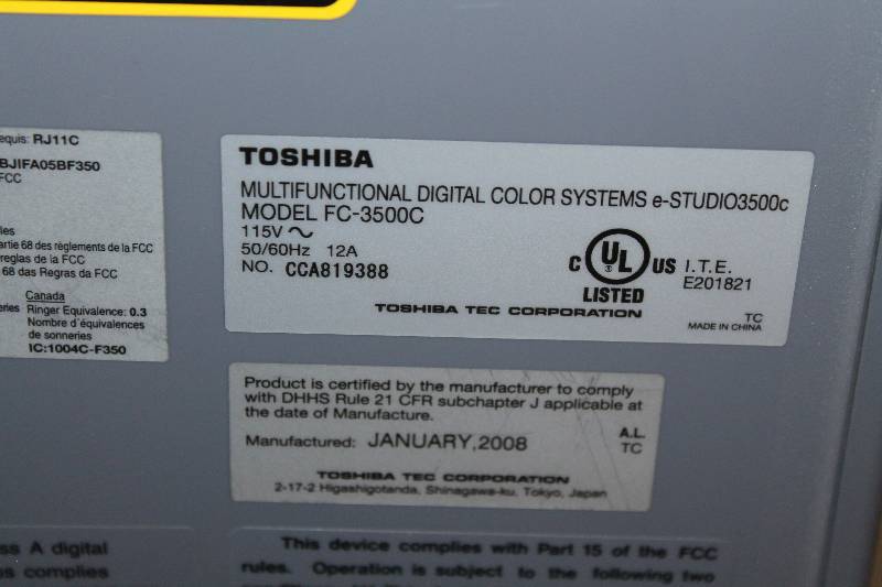 Toshiba E Studio 3500c Printer Eagan Electronics April