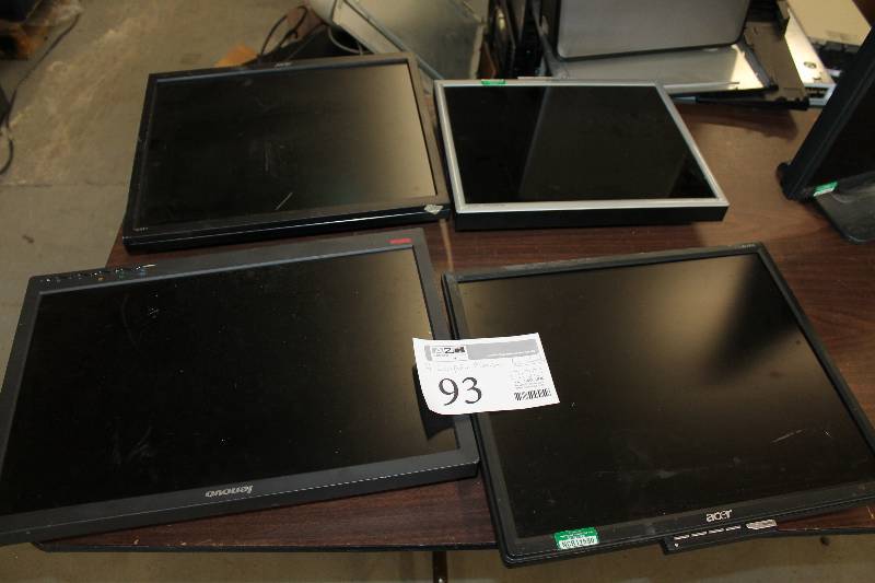 lot 93 image: Lot of (4) Acer, Lenovo, NEC Computer Monitors wo Stands