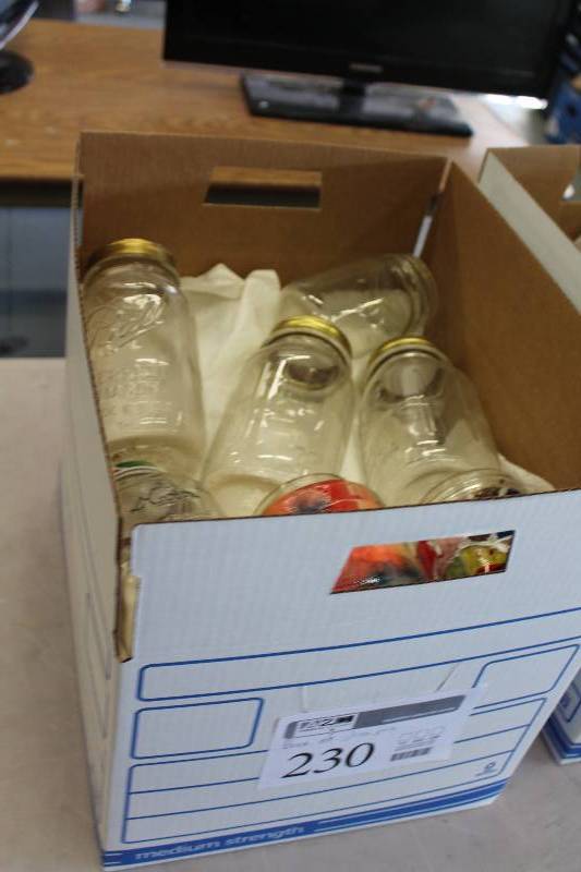 lot 230 image: Box Lot of Ball Mason Glass Jars w Lids