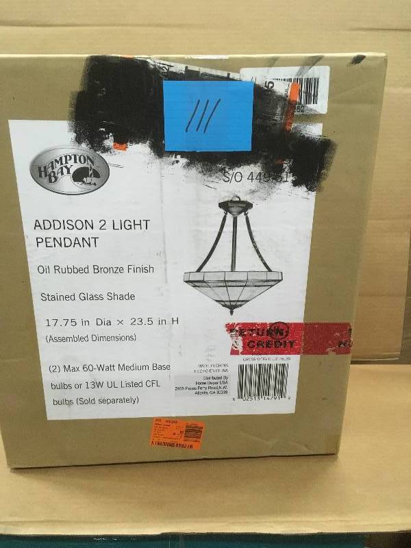 Hampton Bay Addison 2 Light Pendant- Oil Rubbed Bronze Finish