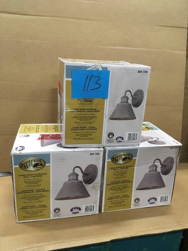 Hampton Bay Zinc Outdoor Wall Lantern- Lot of 3 new