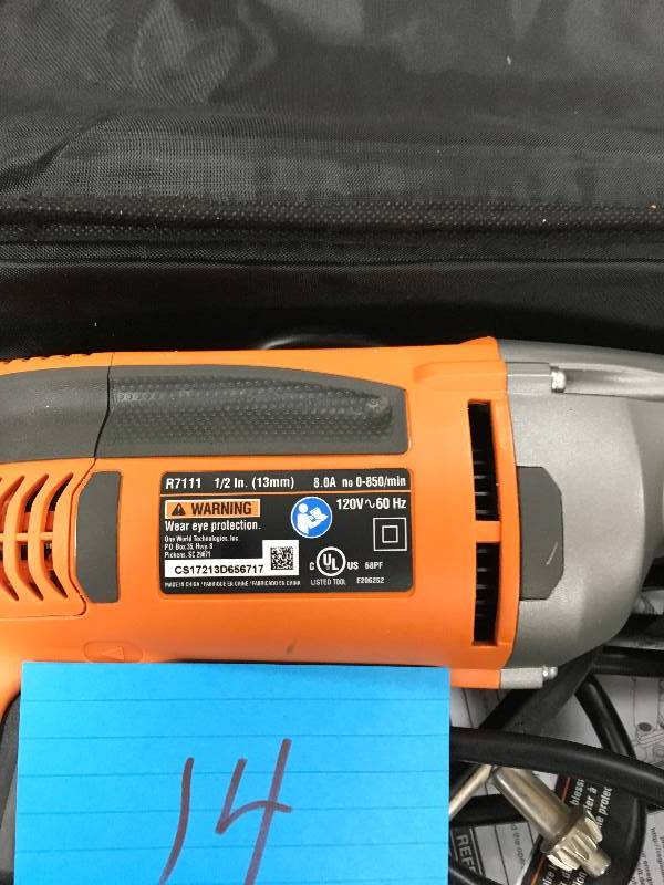 Ridgid 8 Amp 12 in. Heavy Duty  VSR Drill used in like new condition