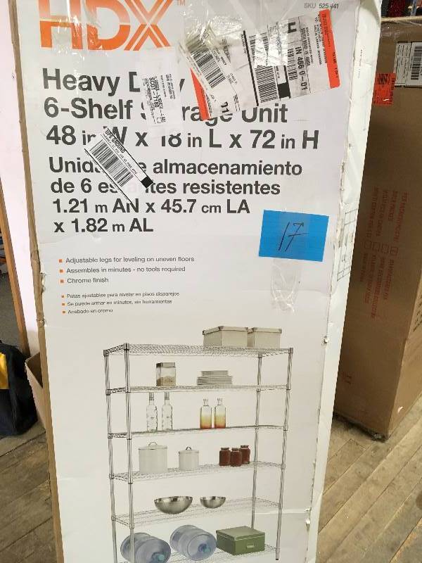 HDX 48 in. W x 72 in. H x 18 in. D  Decorative Wire Chrome Heavy Duty Shelving Unit not used
