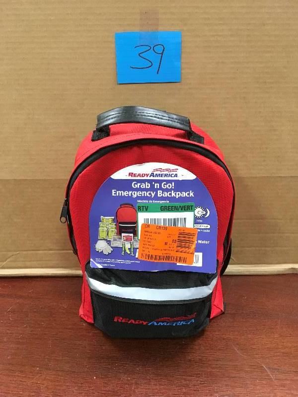 Ready America Grab n Go Emergency Backpack not used