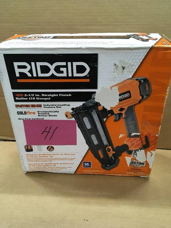 lot 41 image: Ridgid 2-12 in. Straight Finish Nailer 16 Gauge