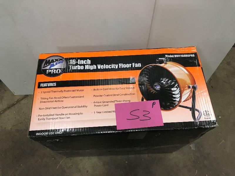lot 53 image: Maxx Air Pro 16 inch Turbo High Velocity Floor Fan