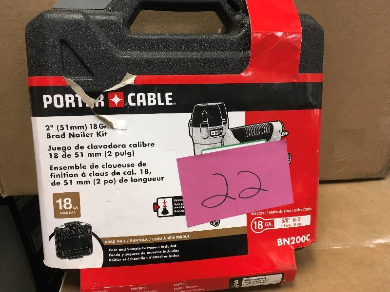 lot 22 image: Porter Cable 2 18 Gauge Brad Nailer Kit