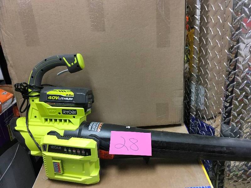 lot 28 image: Ryobi 40 Volt Lithium 2.6 Ah Jet Fan Leaf Blower