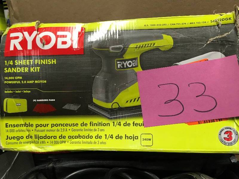 lot 33 image: Ryobi 14 Sheet Finish Sander Kit