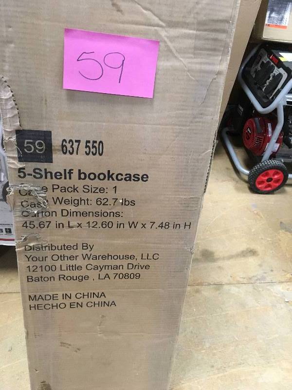 lot 59 image: 5 Shelf Bookshelf not used