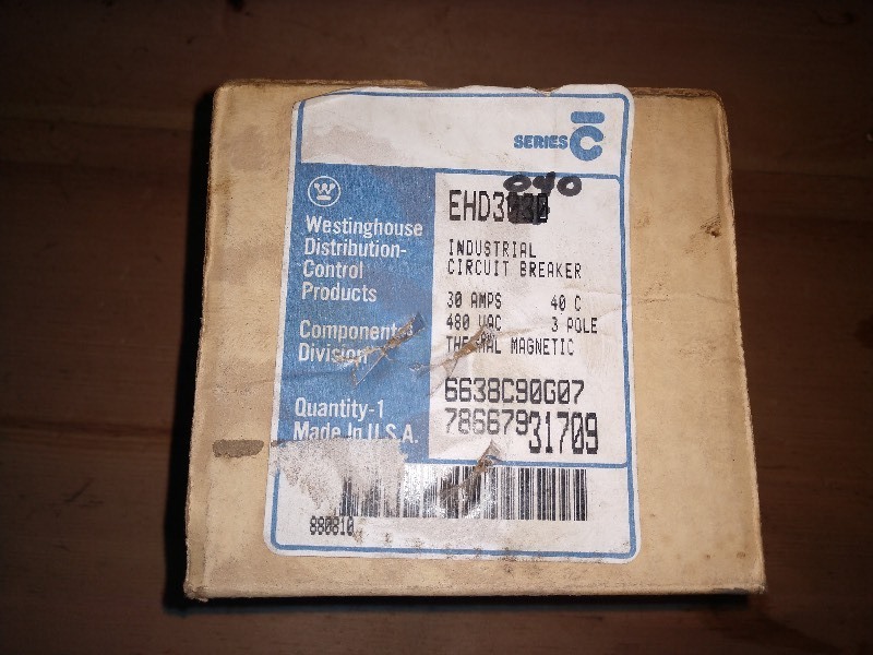 lot 121 image: Westinghouse Industrial Circuit Breaker EHD3020 Style No. 4989D52G35