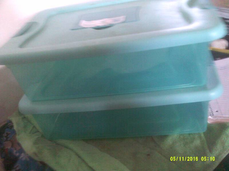 TWO 32 QUART FLAT TOTES