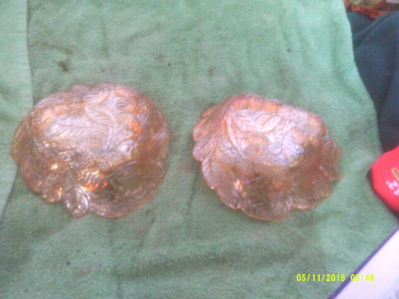 2 VINTAGE CARNIVAL GLASS CANDY DISHES