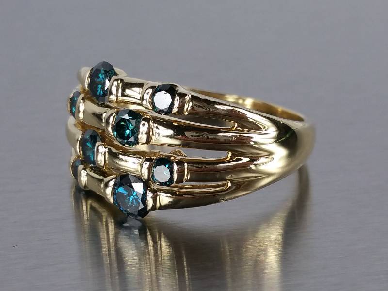 Blue Diamond Ring in 14k Gold