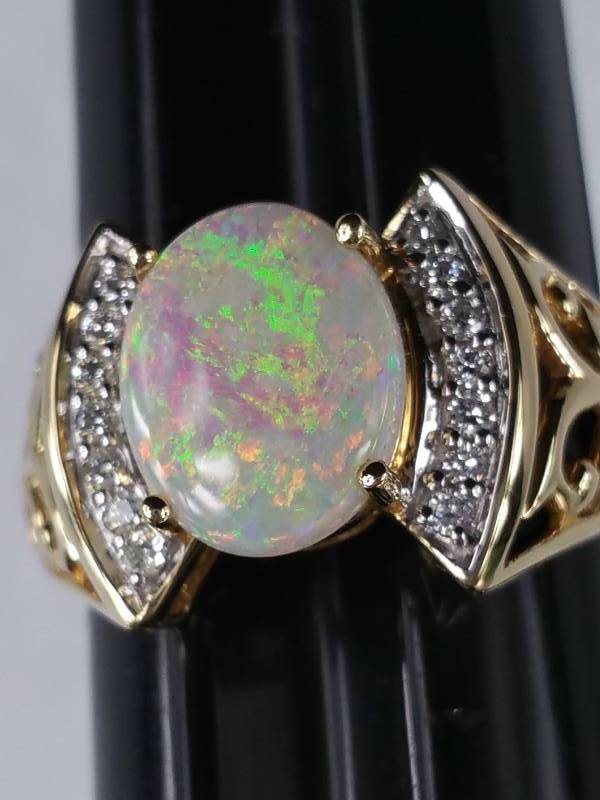 Opal and Diamond Ring in 14k Gold