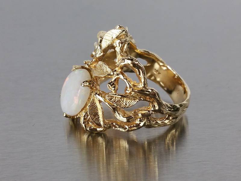Opal and Diamond Ring 14k Gold