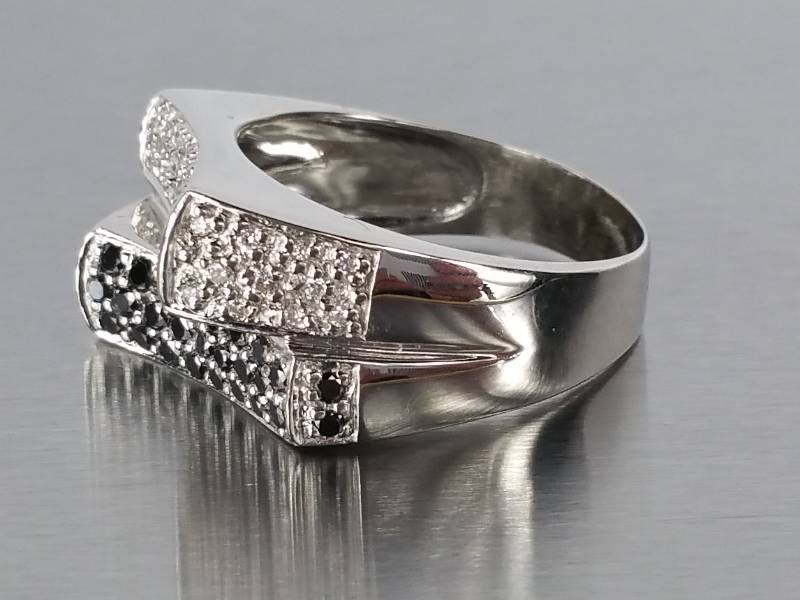 Black and White Diamond Ring in 14k Gold