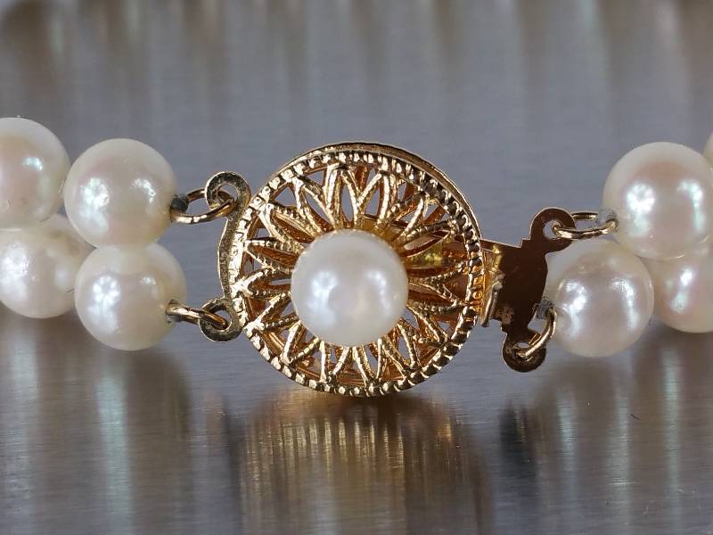 Double Strand Pearl Bracelet in 14k Gold
