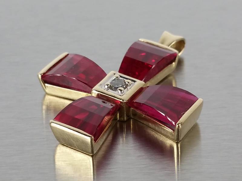 Ruby and Diamond Pendant in 14k Gold