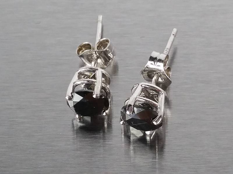 Black Diamond Stud Earrings in 14k Gold