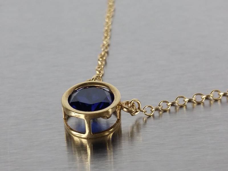 Sapphire Pendant in 14k Gold