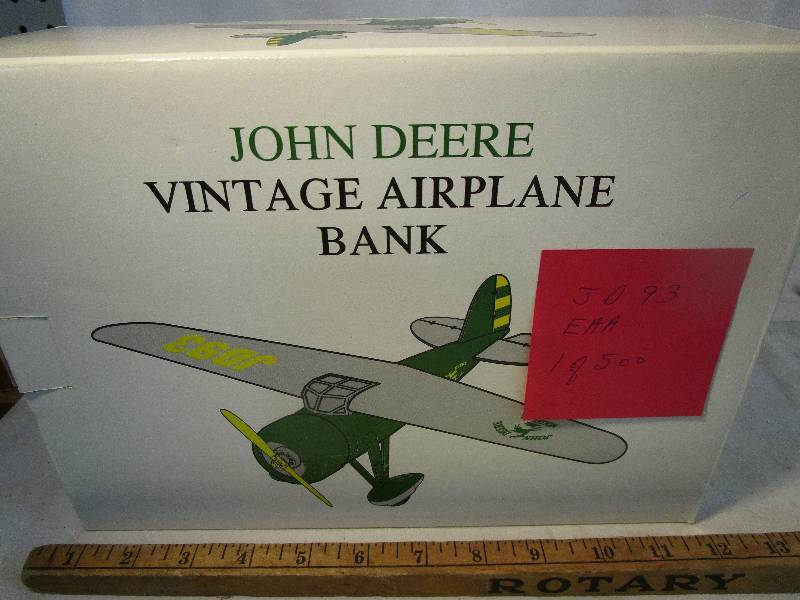 lot 13 image: John Deere Vintage Airplane Bank, 1 of 500, Experimetal Aircraft Association.