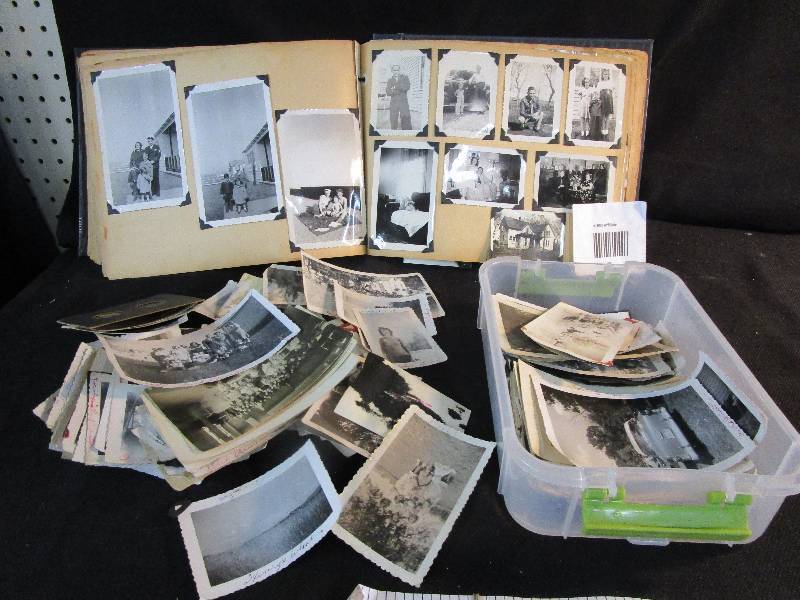 Hundreds of Old Black and White Pictures Loose and in Album