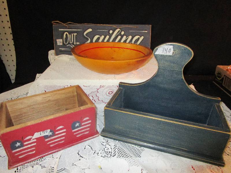 Primitive Decorations, Out Sailing Sign and Wood Boxes