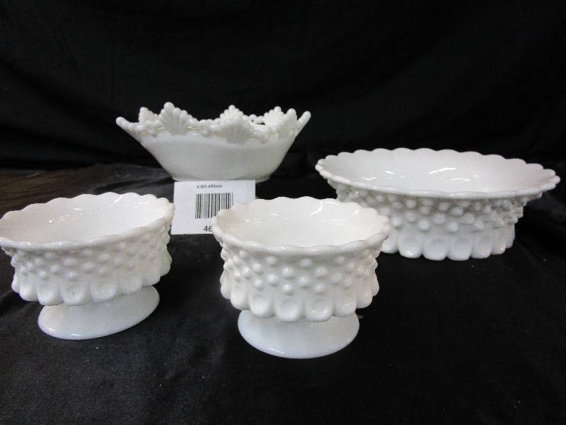 White Milk Glass Serving PiecesDcor