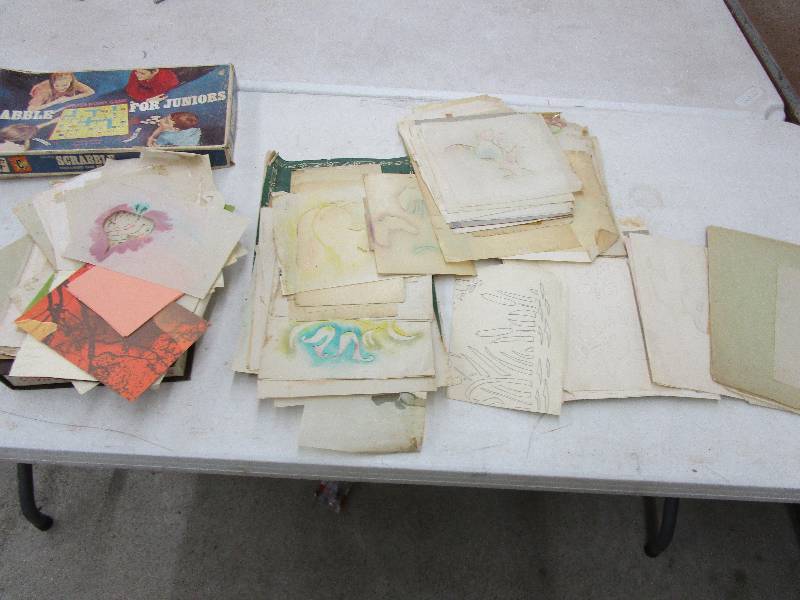 Stack of Stencils and Old Scraable Game