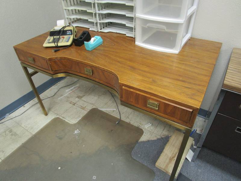 lot 9 image: Desk  Misc. Office Supplies, Storage Bins