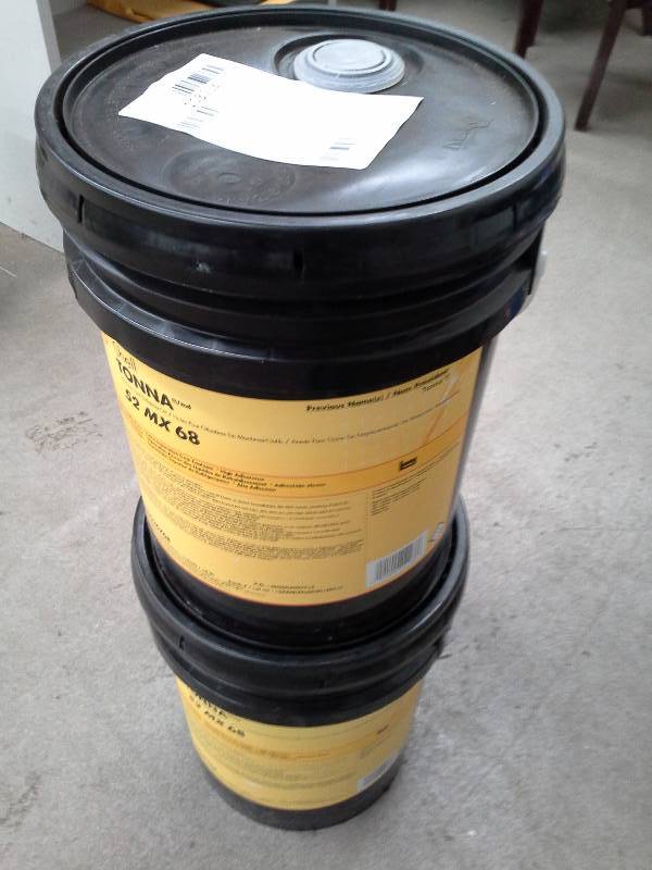 lot 36 image: Ten Gallons of Shell Tonna S2 MX 68 Machine Tool Slideway Oil