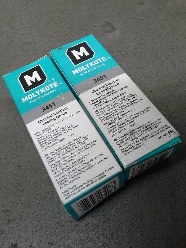 lot 99 image: Two Tubes Dow Corning Molykote 3451 Chemical Resistant Bearing Grease