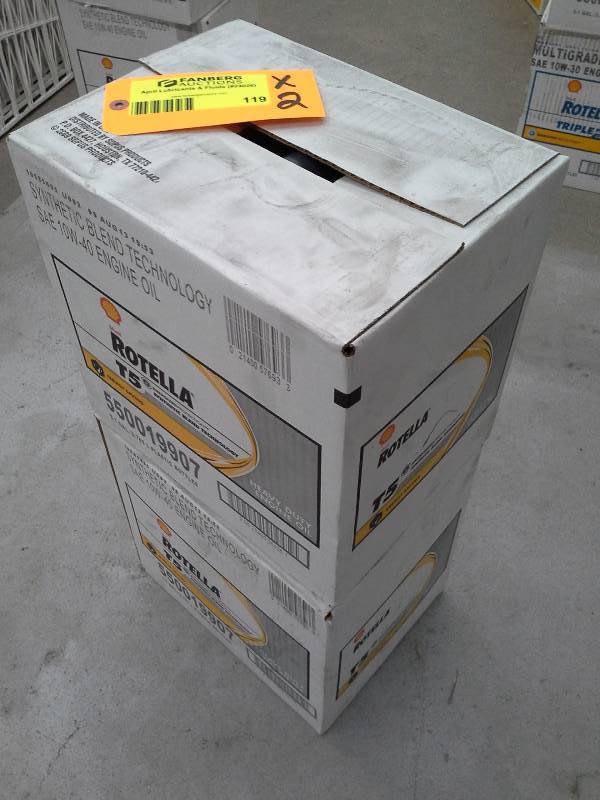 lot 119 image: Two Cases of Shell Rotella T5 Synthetic Blend 10W40 Heavy Duty Diesel Engine Oil