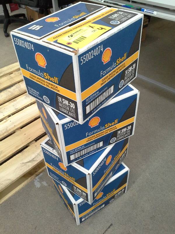 lot 120 image: Four Cases of Shell Formula SAE 5W30 Motor Oil