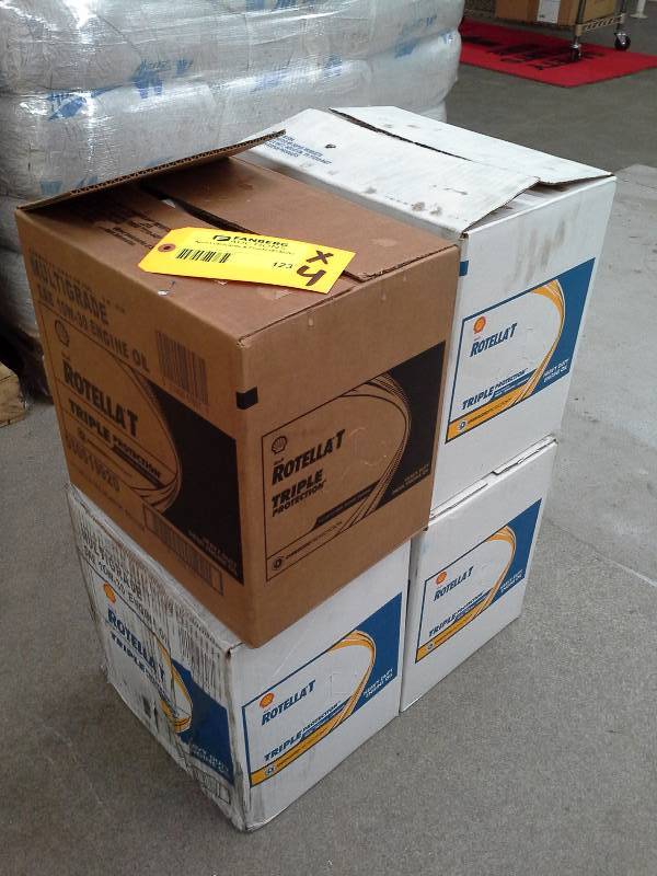 lot 123 image: Four Cases of Shell Rotella Triple Protection 10W30 CJ-4 Heavy Duty Diesel Engine Oil