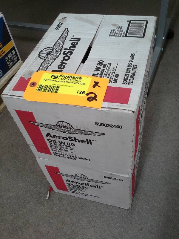 lot 126 image: Two Cases of Aeroshell W 80 Aviation Oil SAE 40