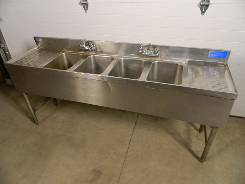 4 Well Stainless Steel Sink For Under Bar Restaurant Bar