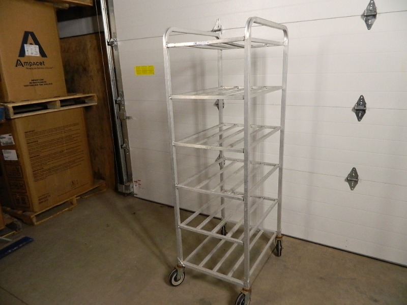 lot 37 image: 6 Tier Aluminum Pan  Bin Cart