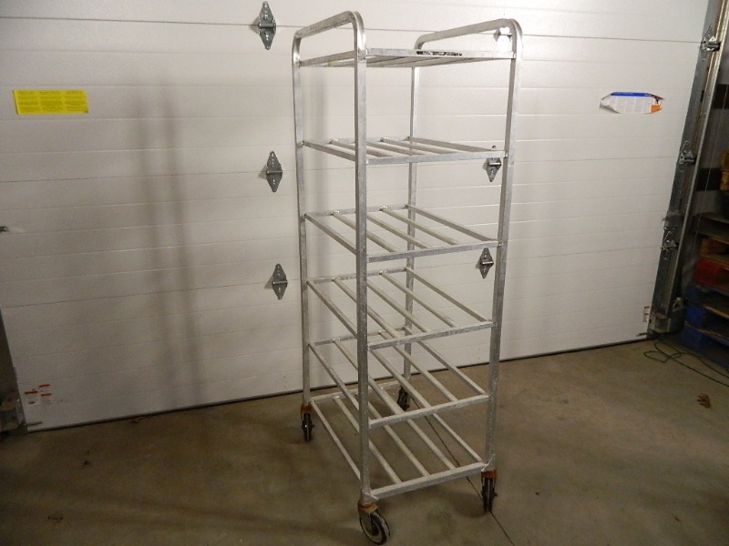 lot 39 image: 6 Tier Aluminum Pan  Bin Cart