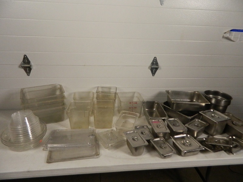 lot 112 image: Stainless Steel and Plastic Ingredient Bins, More