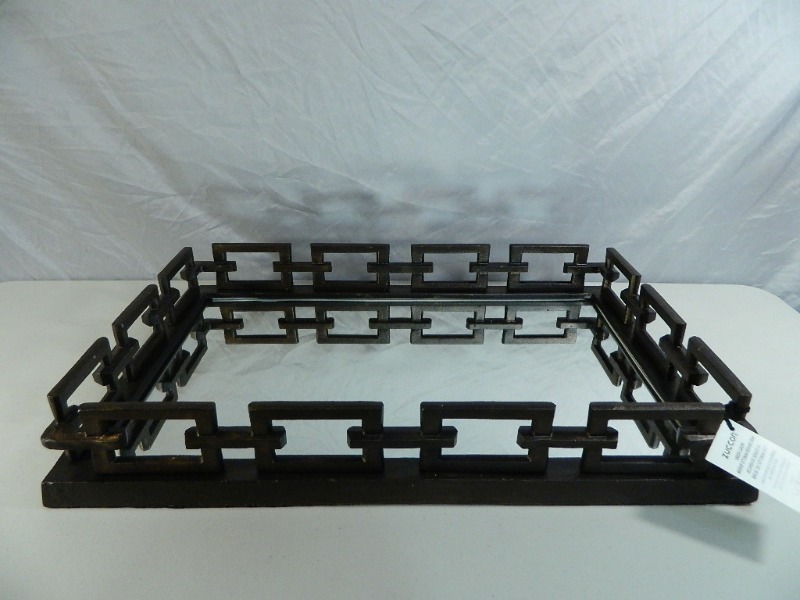 lot 13 image: New Zuccor Greek Luxury Mirror Ottoman Serving Tray