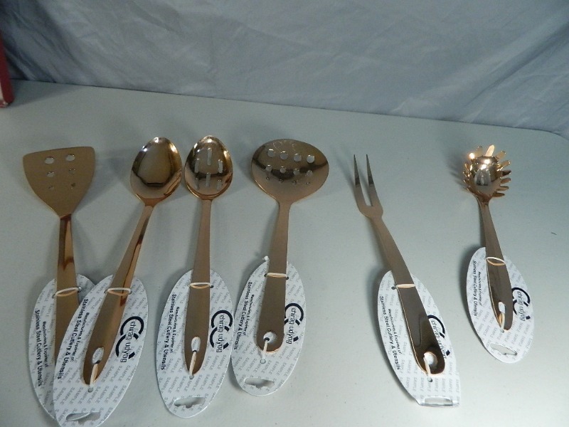 lot 114 image: 6 New Copper Colored Kitchen Utensils