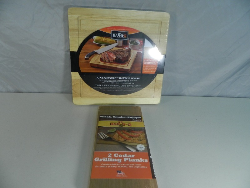 lot 137 image: New Juice Catcher Cutting Board and 2 New Cedar Grilling Planks