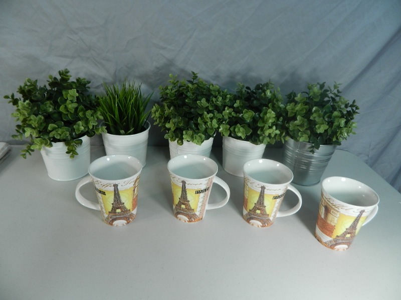 lot 167 image: 5 New Ikea Fake Plants and Mugs
