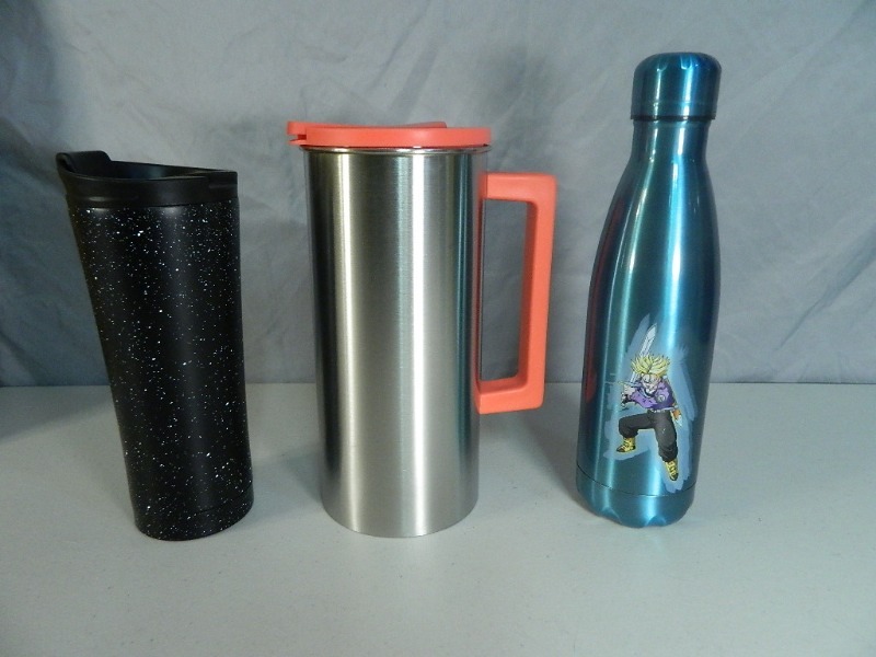 lot 195 image: 3 New Metal Travel Mugs