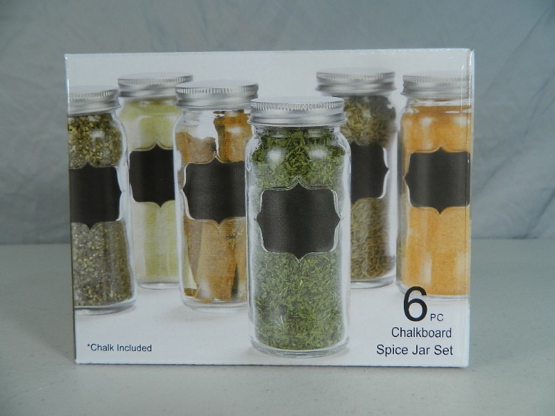lot 200 image: New 6 Piece Chalkboard Spice Jar Set