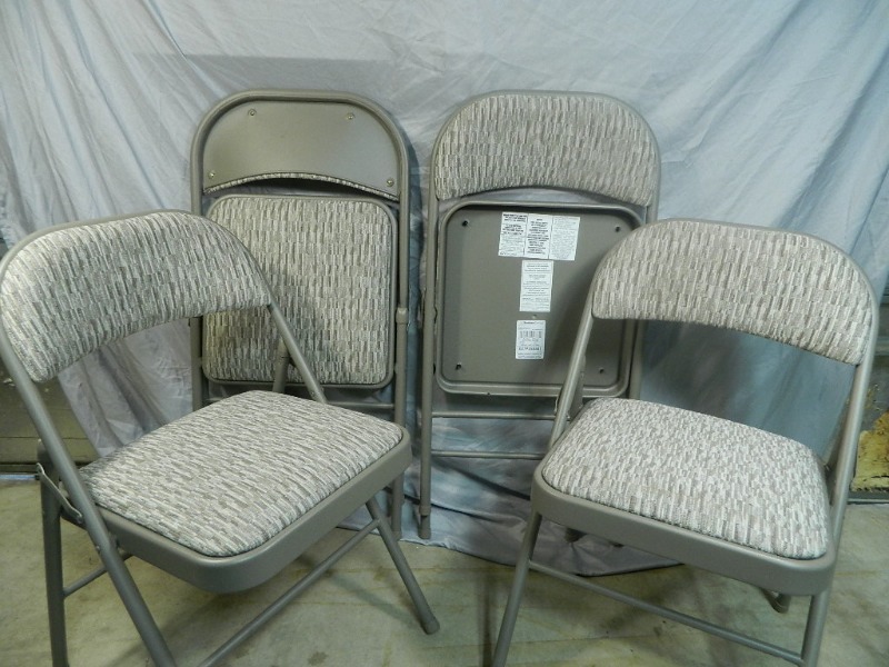 lot 215 image: 4 New Matching Metal Cushioned Folding Chairs