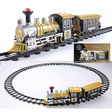 lot 17 image: 8-Piece Fast Forward Battery Operated Lighted & Animated Classic Train Set with Sound