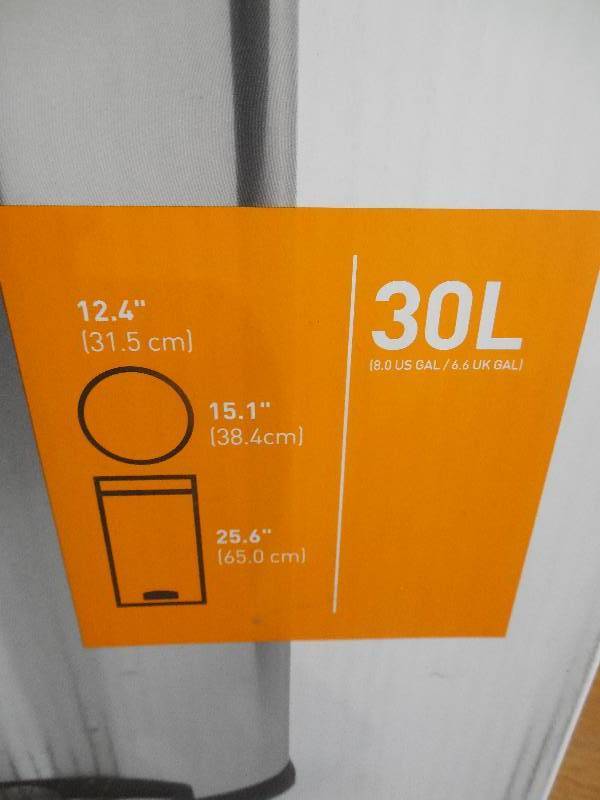 lot 94 image: simplehuman 30-Liter Fingerprint-Proof Brushed Stainless Steel Round Step-On Trash Can